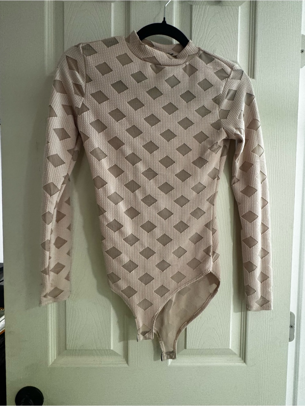 Beige Geometric Long-Sleeve Kids One-Piece Bodysuit